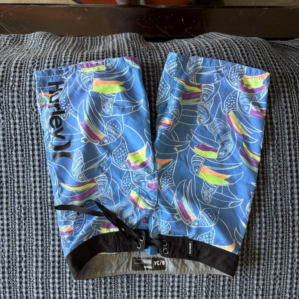 Hurley Blue Fish Print Board Shorts